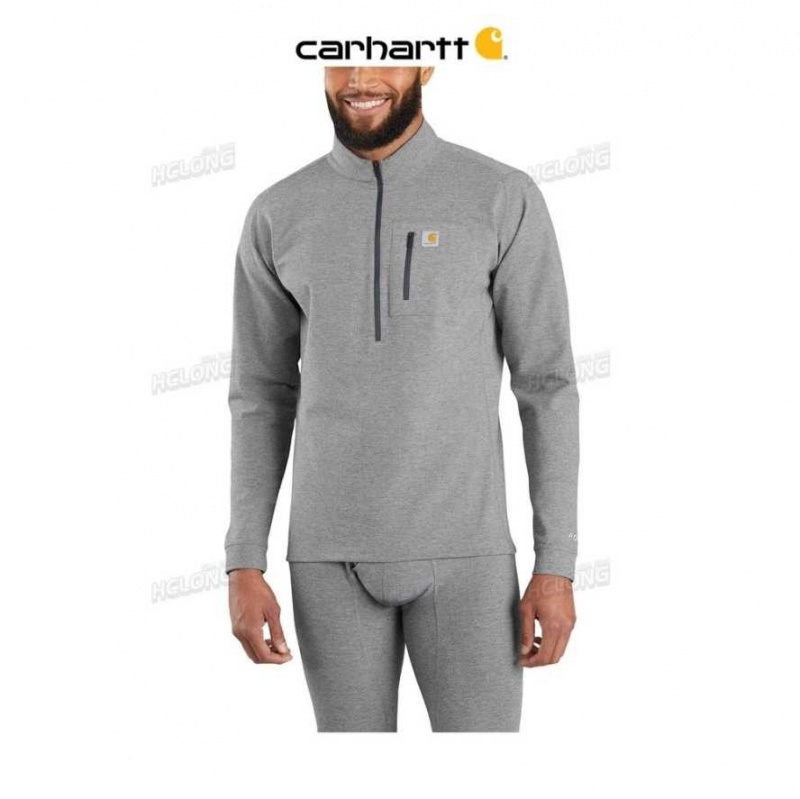 SHADOW HEATHER Carhartt Base Force Heavyweight Quarter-Zip SHADOW - Danmark OEG-4248090