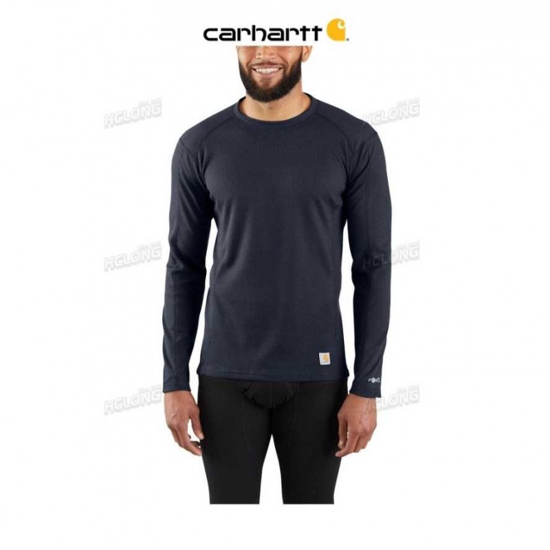 Bleu Marine Carhartt Base Force Midweight Classiche Crew Bleu - Danmark DJZ-1126360