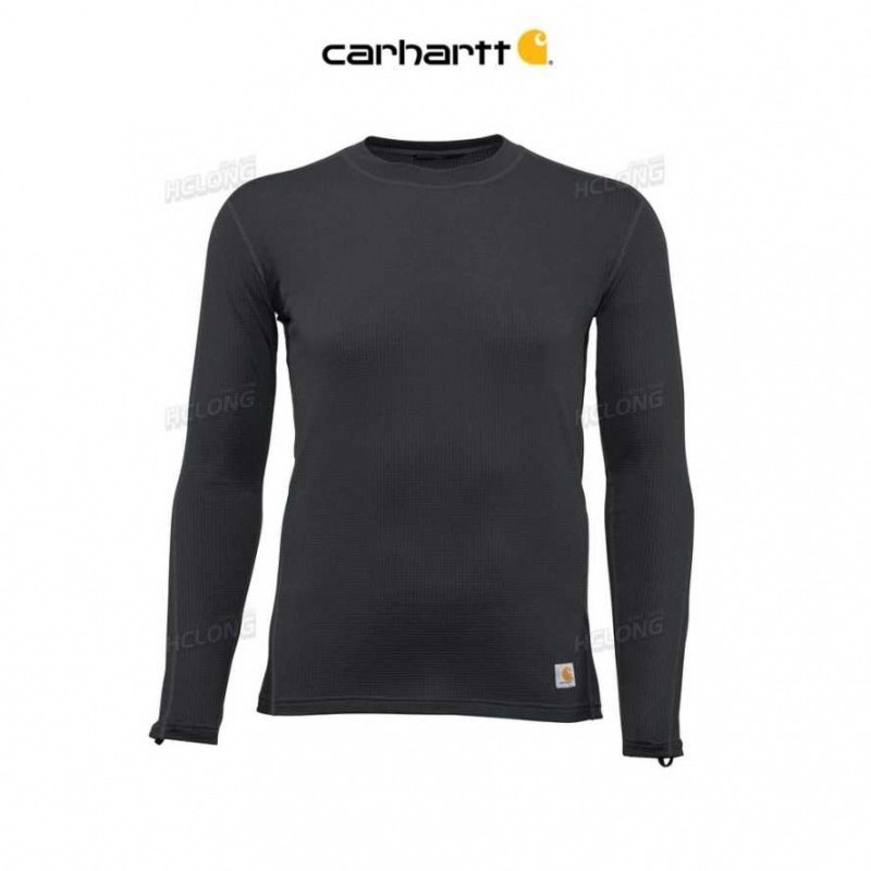 Noir Carhartt Force Legere Stretch Grid Base Layer Crewneck Top - Danmark RNO-0111851