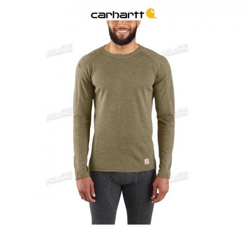 Vert Olive Carhartt Base Force Heavyweight Poly-Laine Crew (No Pocket) Vert - Danmark EEB-5905210