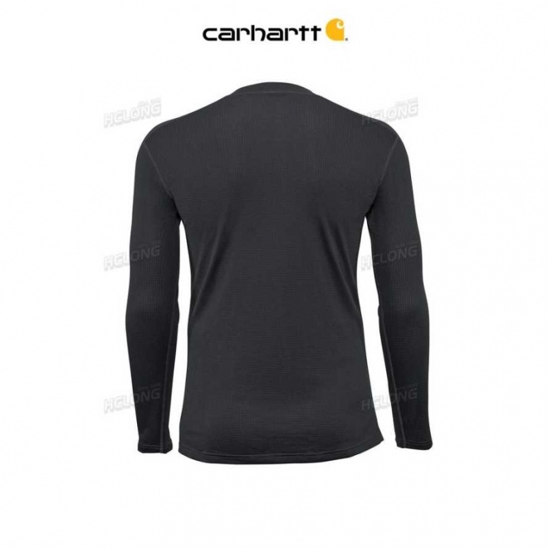 Noir Carhartt Force Legere Stretch Grid Base Layer Crewneck Top - Danmark RNO-0111851