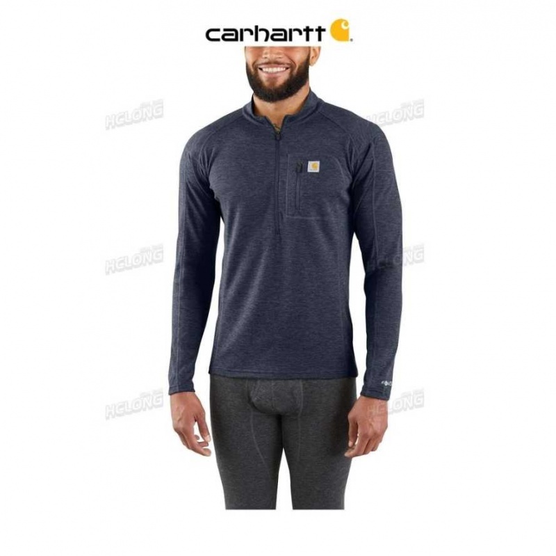 Bleu Marine Carhartt Base Force Heavyweight Poly-Laine Quarter-Zip Bleu - Danmark NAX-6554731