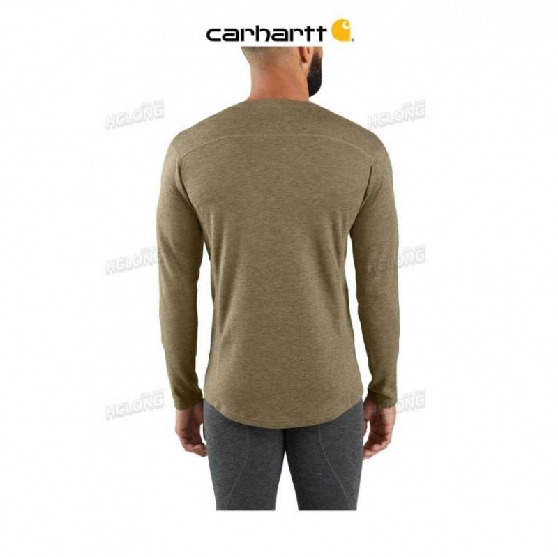 Vert Olive Carhartt Force Heavyweight Synthétique-Laine Blend Base Layer Crewneck Pocket Top Vert - Danmark XSE-4511690