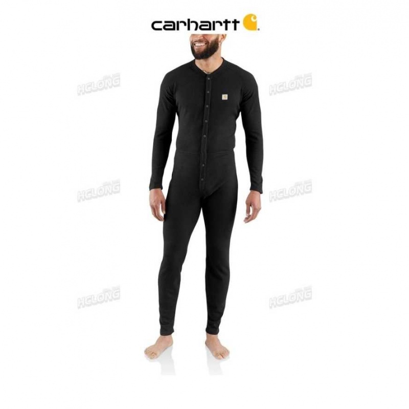 Noir Carhartt Classiche Coton-Poly Union Suit - Danmark RHO-2417019