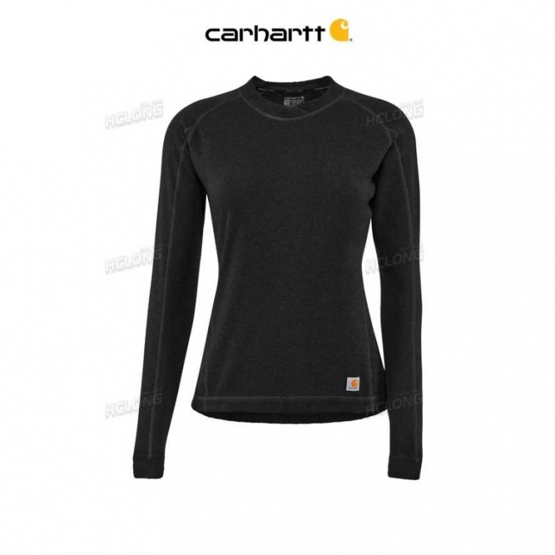 Noir Carhartt Force Heavyweight Synthétique Laine-Blend Fleece Base Layer Crewneck Top - Danmark QSI-4709142