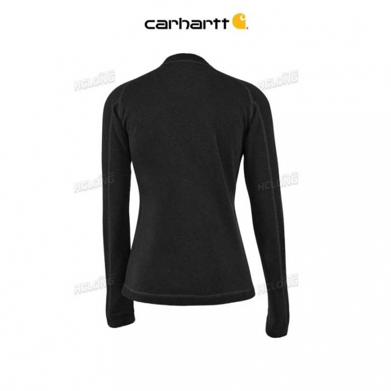 Noir Carhartt Force Heavyweight Synthétique Laine-Blend Fleece Base Layer Crewneck Top - Danmark QSI-4709142