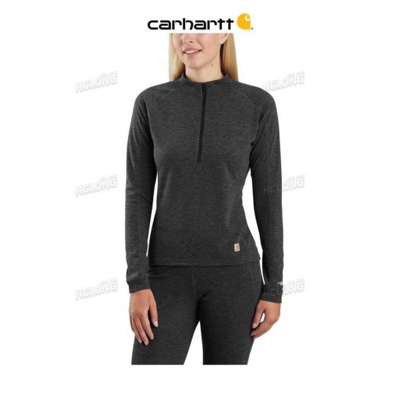 Noir Carhartt Base Force Heavyweight Poly-Laine Quarter-Zip - Danmark KOJ-3013351