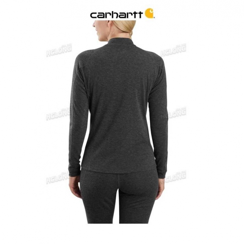 Noir Carhartt Base Force Heavyweight Poly-Laine Quarter-Zip - Danmark KOJ-3013351