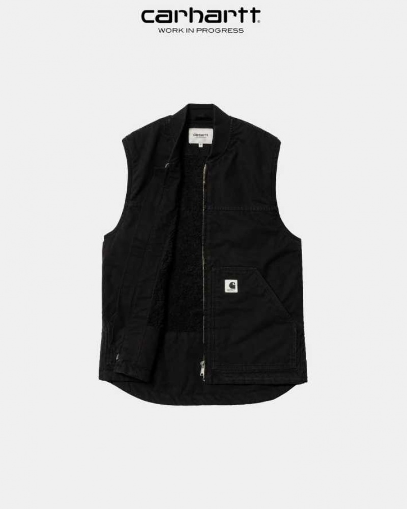 Noir Carhartt Wip Arlington Vest - Danmark ITZ-7469021