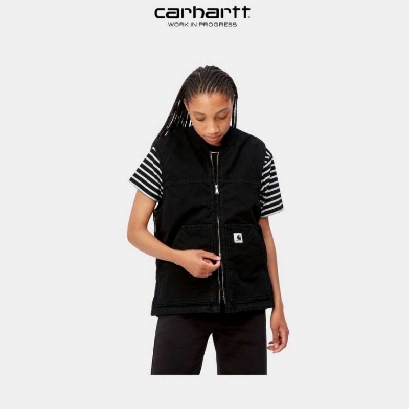 Noir Carhartt Wip Arlington Vest - Danmark ITZ-7469021