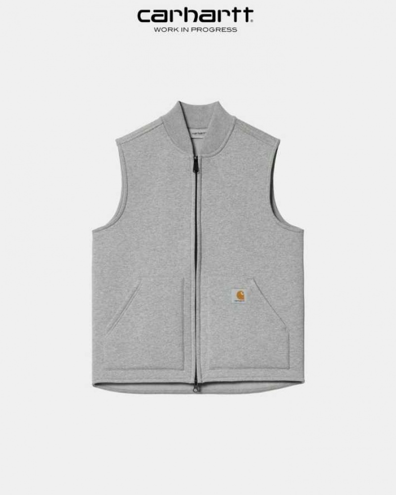 Grise Carhartt Wip Car-Lux Vest - Danmark HUV-4175483