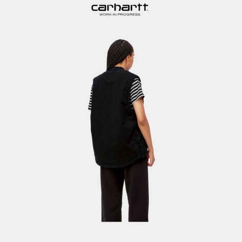 Noir Carhartt Wip Arlington Vest - Danmark ITZ-7469021