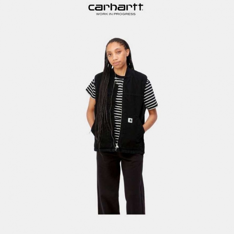 Noir Carhartt Wip Arlington Vest - Danmark ITZ-7469021