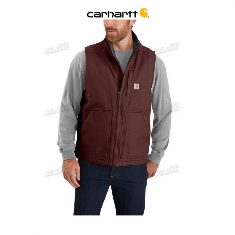 Noir Carhartt Loose Fit Washed Duck Sherpa-Doublée Mock-Neck Vest - Danmark AML-9757128