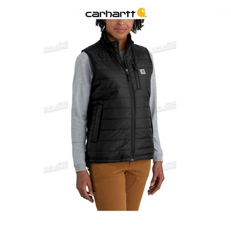 Noir Carhartt Rain Defender Nylon Insulated Mock-Neck Vest - Danmark DBR-9777152