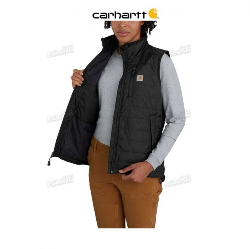 Noir Carhartt Rain Defender Nylon Insulated Mock-Neck Vest - Danmark DBR-9777152