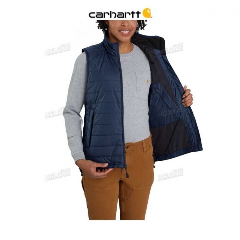 Bleu Marine Carhartt Rain Defender Nylon Insulated Mock-Neck Vest Bleu - Danmark WUV-2807886