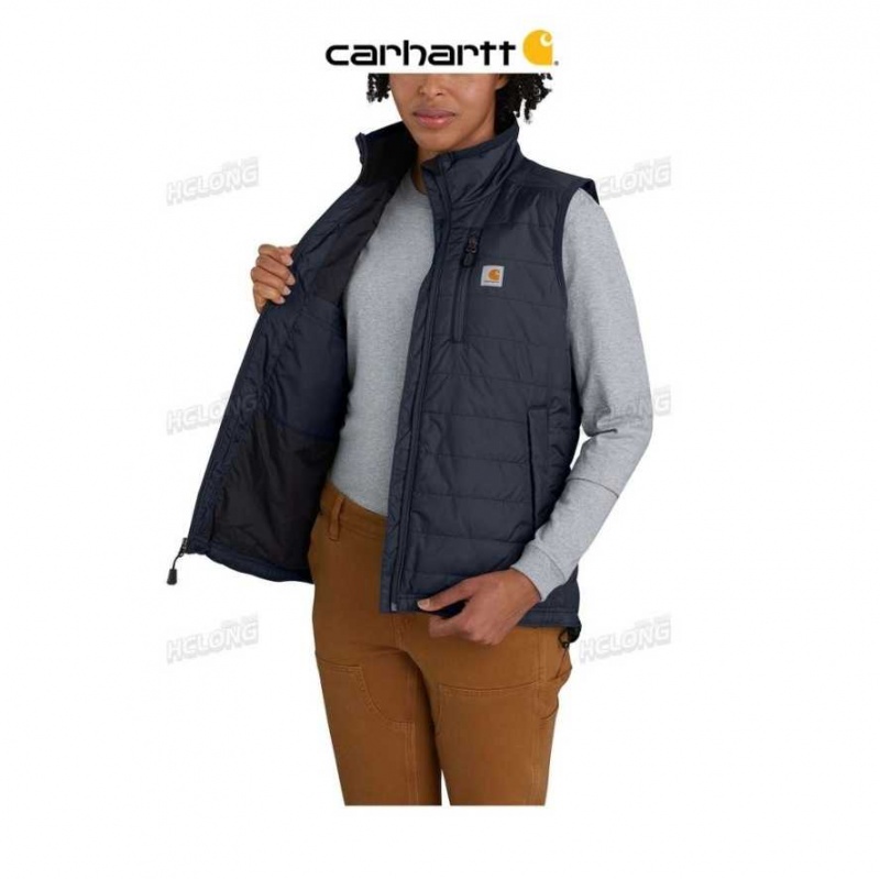 Bleu Marine Carhartt Rain Defender Nylon Insulated Mock-Neck Vest Bleu - Danmark WUV-2807886