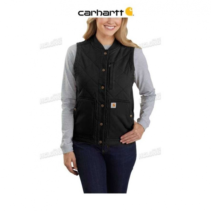 Noir Carhartt Rugged Flex Relaxed Fit Tela Insulated Rib Collar Vest - Danmark VUX-5341027