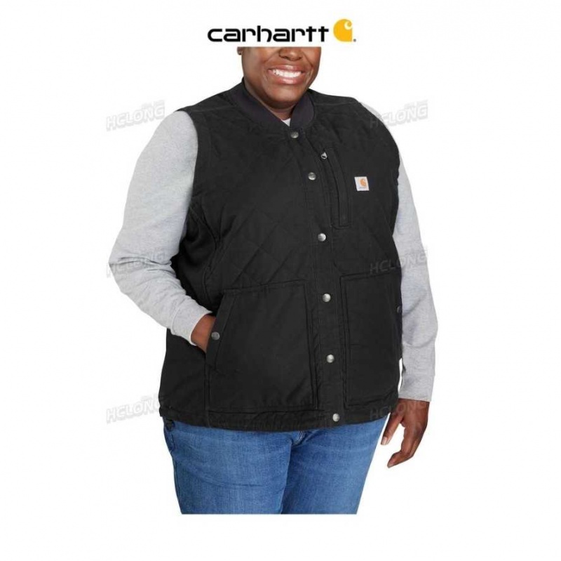 Noir Carhartt Rugged Flex Relaxed Fit Tela Insulated Rib Collar Vest - Danmark VUX-5341027