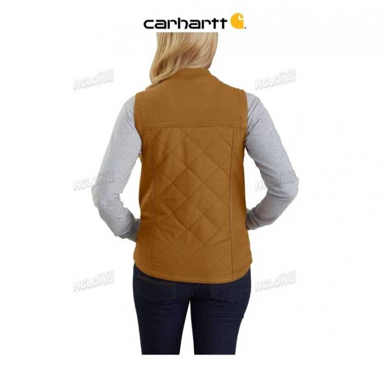 Marron Carhartt Rugged Flex Relaxed Fit Tela Insulated Rib Collar Vest - Danmark DAW-1437614