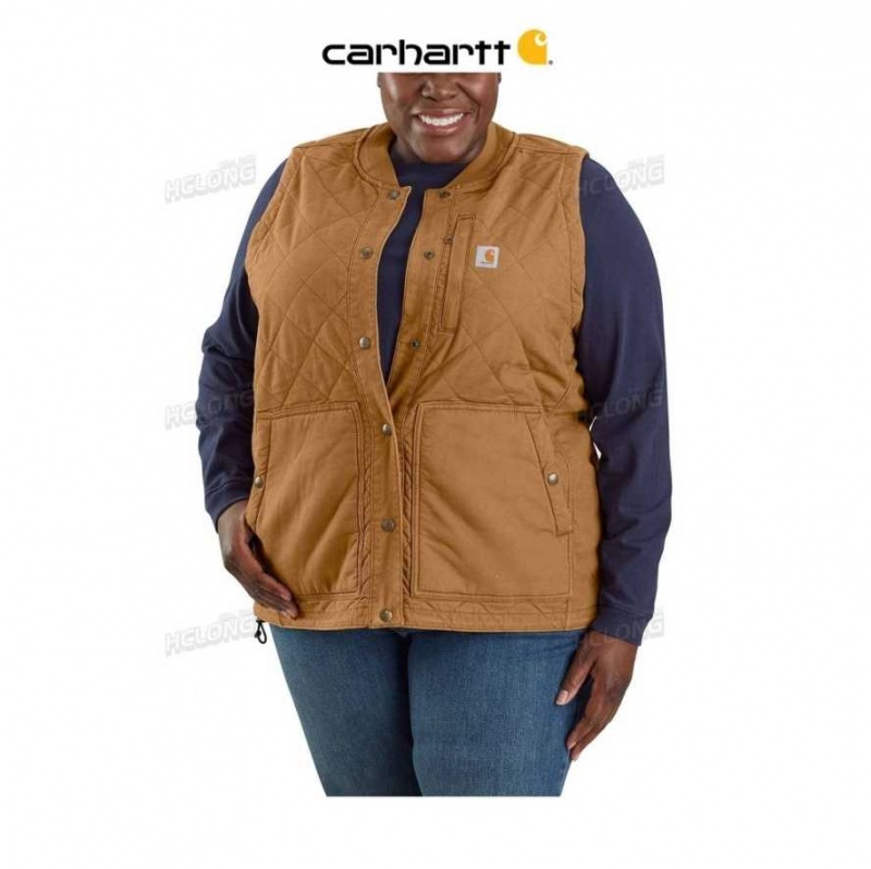 Marron Carhartt Rugged Flex Relaxed Fit Tela Insulated Rib Collar Vest - Danmark DAW-1437614