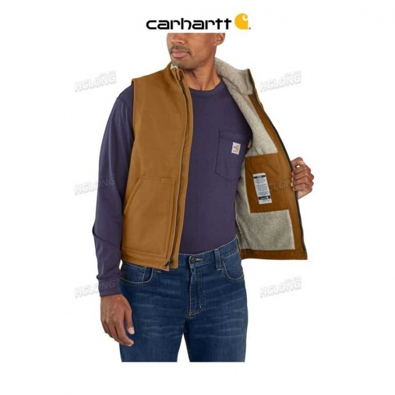 Marron Carhartt Flame-Resistant Duck Sherpa Doublée Vest - Danmark QWY-2796292