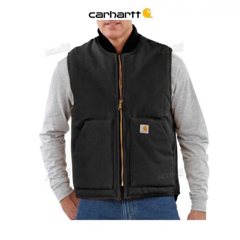 Noir Carhartt Relaxed Fit Firm Duck Insulated Rib Collar Vest - Danmark TXZ-4356337