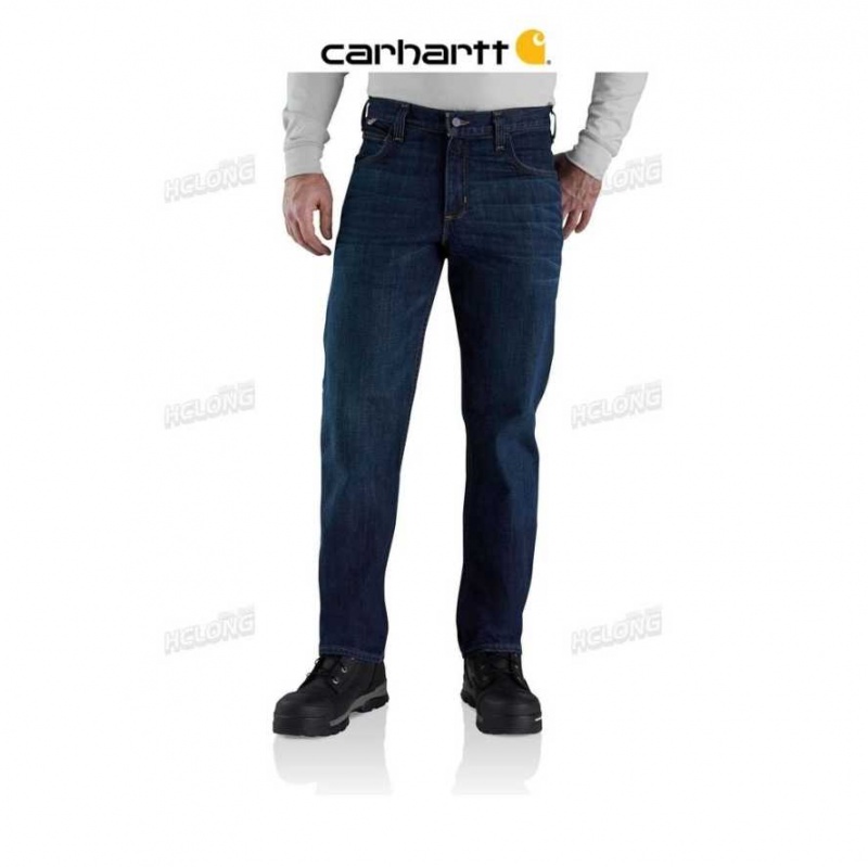 Indigo Carhartt Flame-Resistant Rugged Flex Droit Fit 5 Pocket Jean - Danmark JQV-2060559