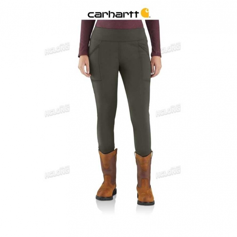 Oyster Gray Carhartt Force Fitted Heavyweight Doublée Legging Oyster - Danmark QDS-0018858