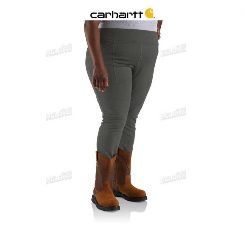 Oyster Gray Carhartt Force Fitted Heavyweight Doublée Legging Oyster - Danmark QDS-0018858