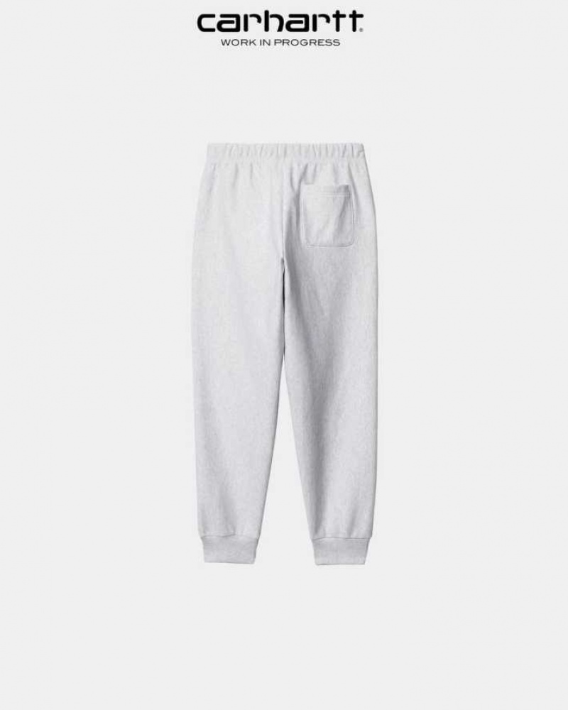 Ash Heather Carhartt Wip American Script Jogging Pant Ash - Danmark YXO-0395412