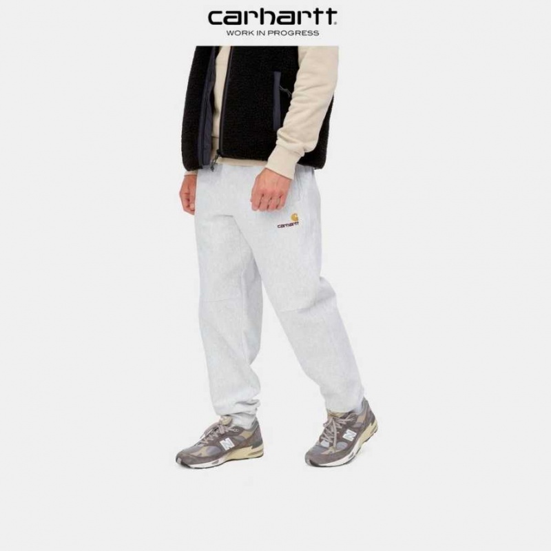 Ash Heather Carhartt Wip American Script Jogging Pant Ash - Danmark YXO-0395412