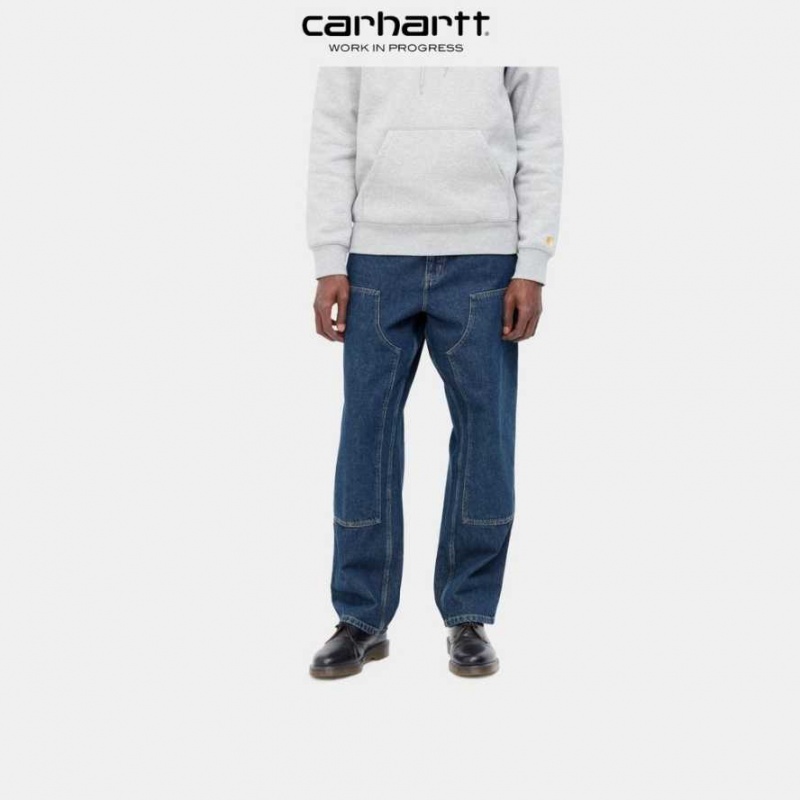 Bleu Carhartt Wip Double Knee Pant - Denim - Danmark LQB-8159670