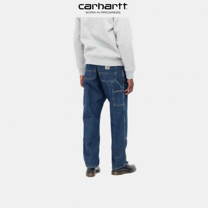 Bleu Carhartt Wip Double Knee Pant - Denim - Danmark LQB-8159670