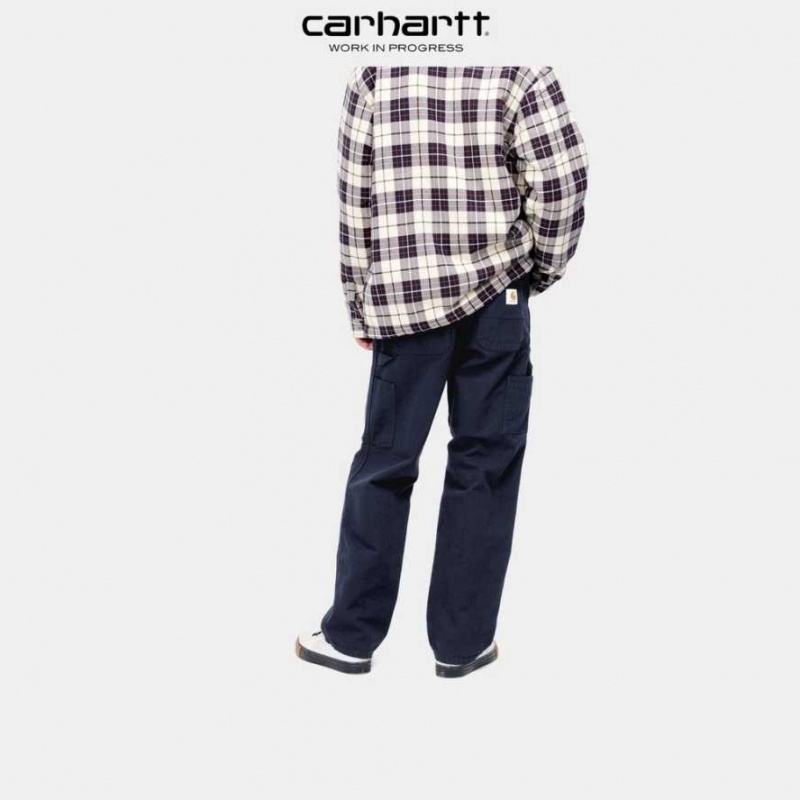 Bleu Marine Foncé Carhartt Wip Double Knee Pant Bleu Marine - Danmark OJX-1028211