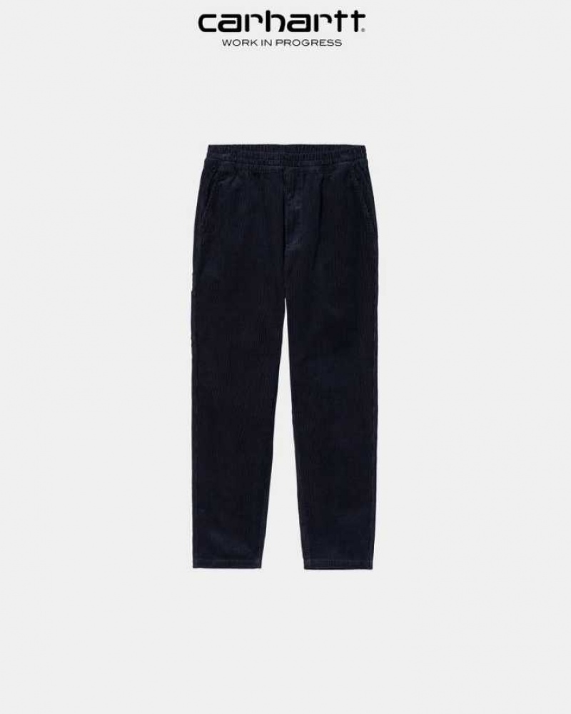 Bleu Marine Foncé Carhartt Wip Flint Pant - 8 Wale Corduroy Bleu Marine - Danmark BNE-6671099