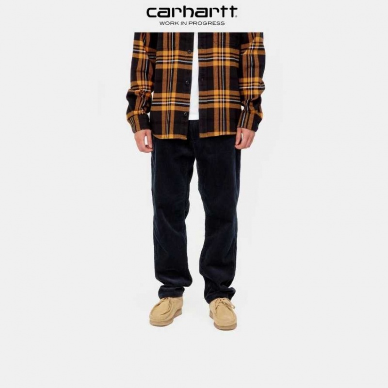 Bleu Marine Foncé Carhartt Wip Flint Pant - 8 Wale Corduroy Bleu Marine - Danmark BNE-6671099