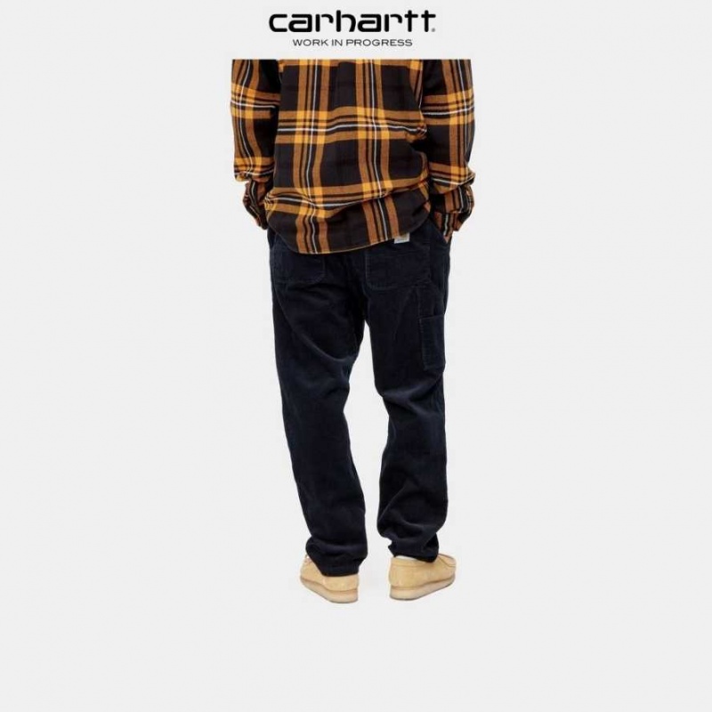 Bleu Marine Foncé Carhartt Wip Flint Pant - 8 Wale Corduroy Bleu Marine - Danmark BNE-6671099