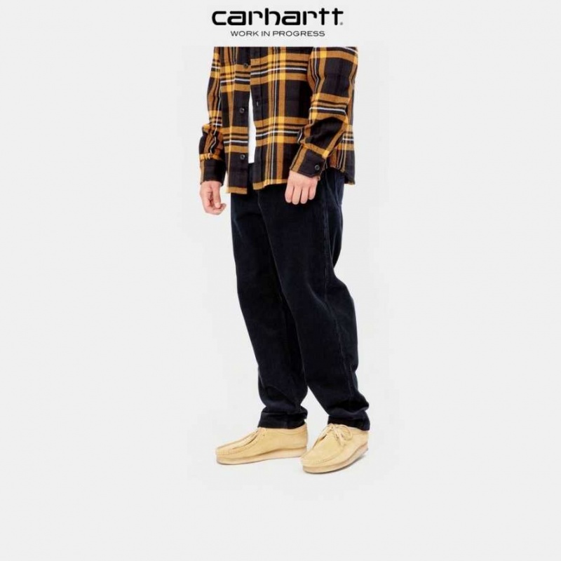 Bleu Marine Foncé Carhartt Wip Flint Pant - 8 Wale Corduroy Bleu Marine - Danmark BNE-6671099