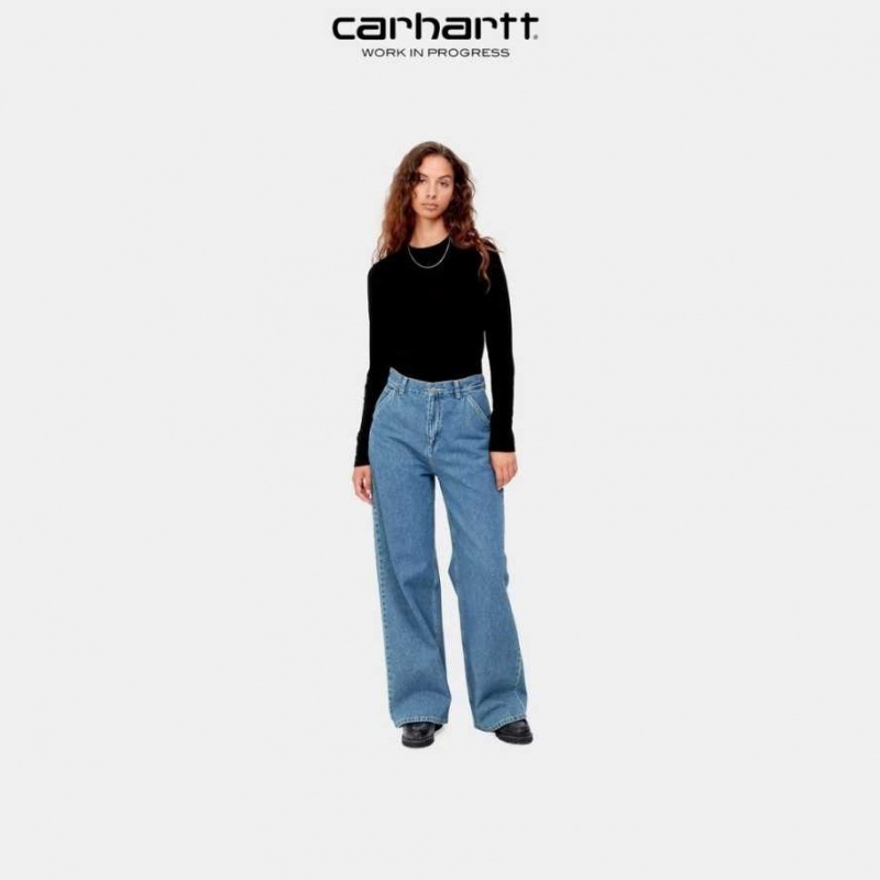 Bleu Carhartt Wip Jens Pant - Denim - Danmark IWF-0045503