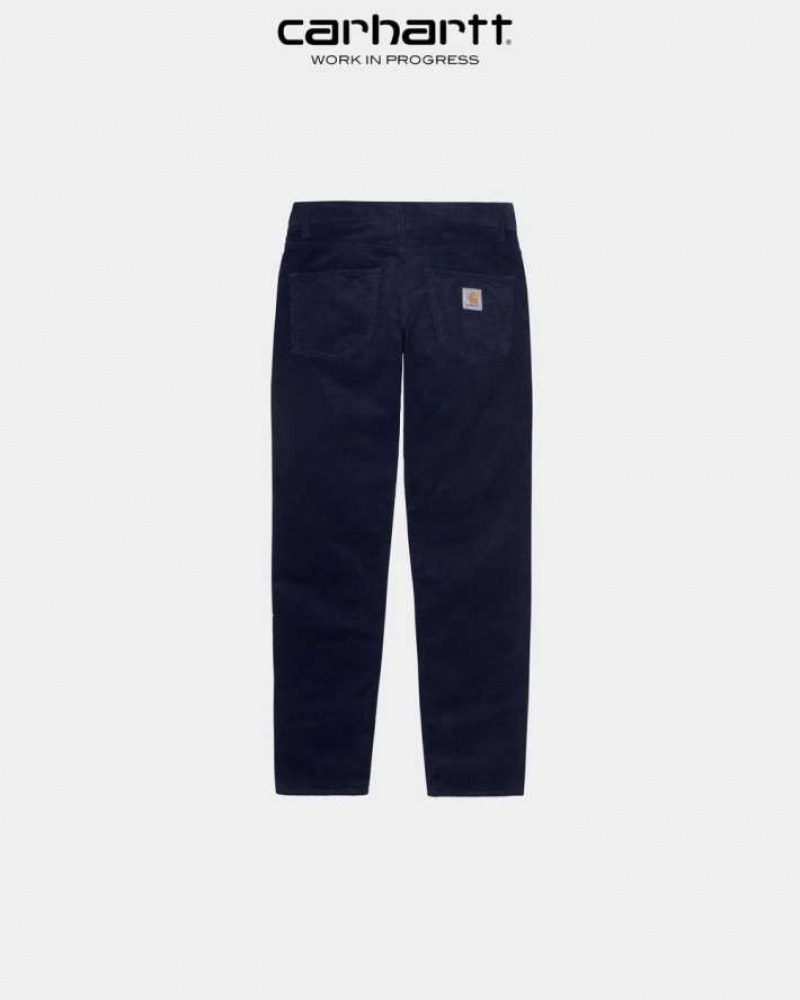 Bleu Marine Foncé Carhartt Wip Klondike Pant - Corduroy Bleu Marine - Danmark QCX-1631495