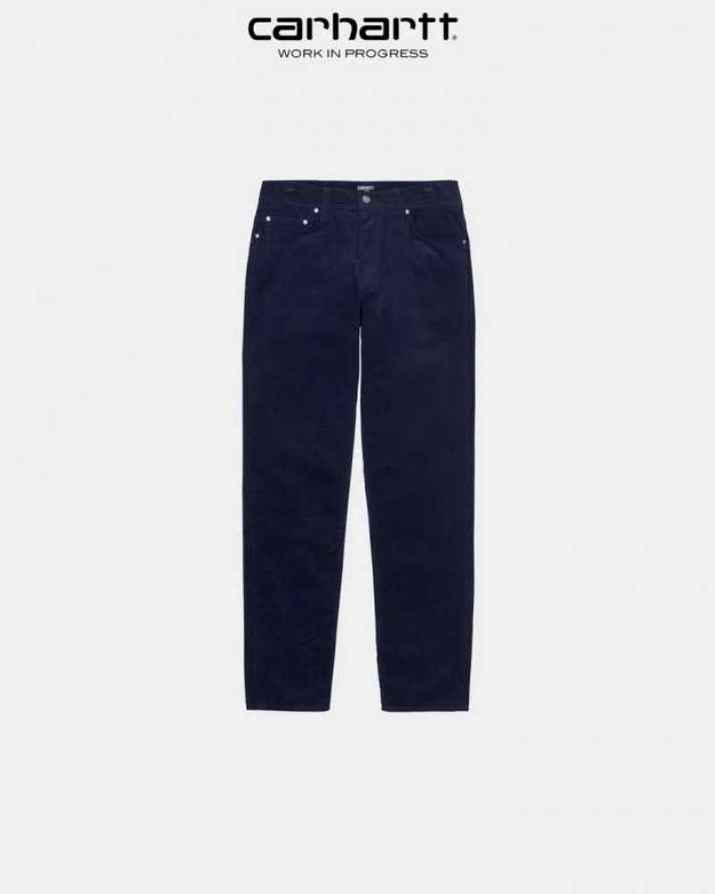 Bleu Marine Foncé Carhartt Wip Klondike Pant - Corduroy Bleu Marine - Danmark QCX-1631495