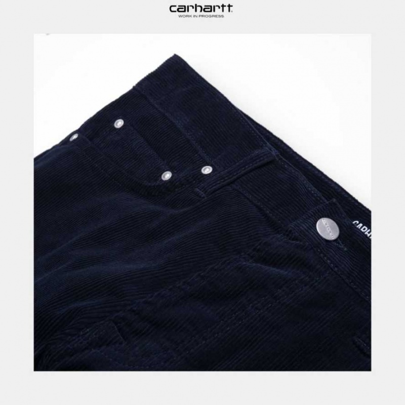 Bleu Marine Foncé Carhartt Wip Klondike Pant - Corduroy Bleu Marine - Danmark QCX-1631495