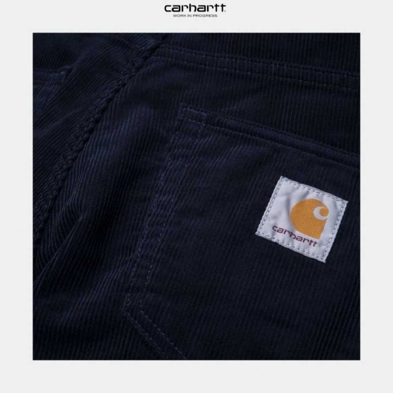 Bleu Marine Foncé Carhartt Wip Klondike Pant - Corduroy Bleu Marine - Danmark QCX-1631495