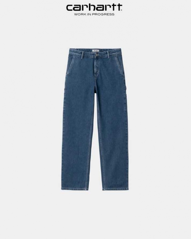 Bleu Carhartt Wip Pierce Pant Droit - Denim - Danmark ZSF-5996029