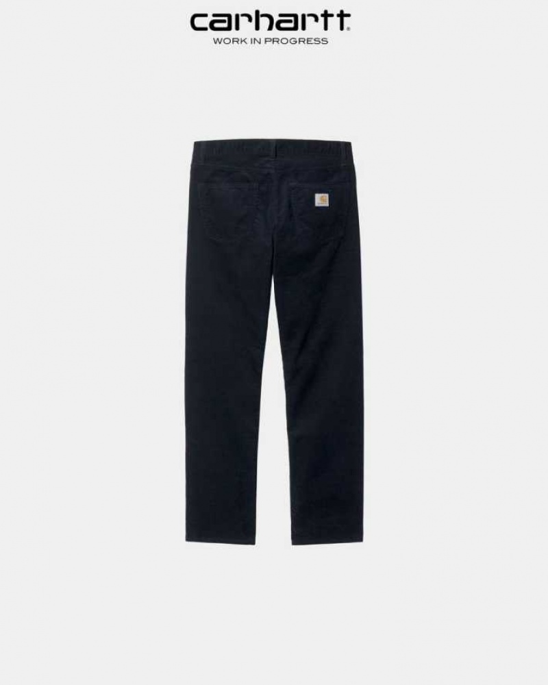 Bleu Marine Foncé Carhartt Wip Pontiac Pant - Corduroy Bleu Marine - Danmark ZDU-9433215