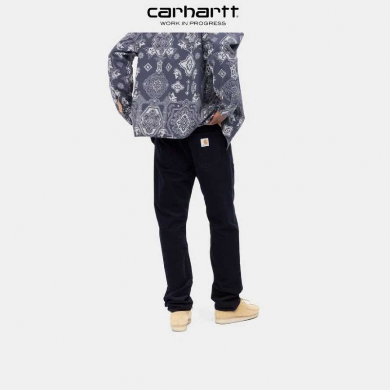 Bleu Marine Foncé Carhartt Wip Pontiac Pant - Corduroy Bleu Marine - Danmark ZDU-9433215