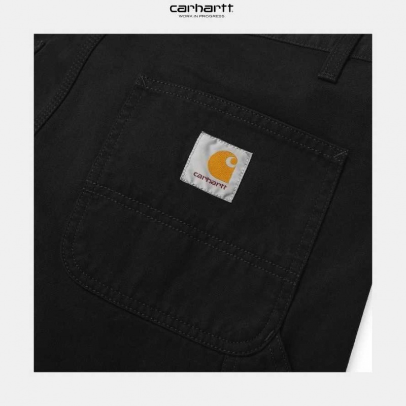 Noir Carhartt Wip Ruck Single Knee Pant - Millington Twill - Danmark YXD-9765312