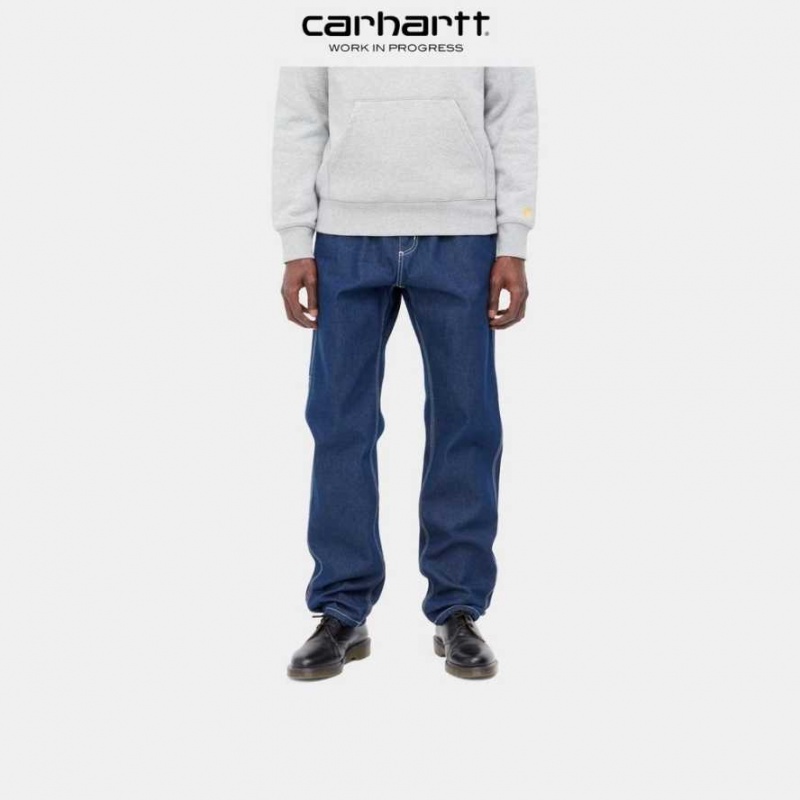 Bleu Carhartt Wip Ruck Single Knee Pant - Denim - Danmark SIF-8890180